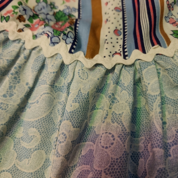 Vintage Smart Move 70s Blue PrairieDress Cotton Blend Sz 4 Bohemian Cottagecore - Picture 11 of 12